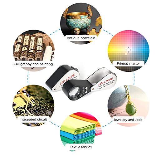Kiboule 30X multifuncional portátil LED lupa de joalheiro portátil 21mm 6 lupa de joalheiro lupa tri