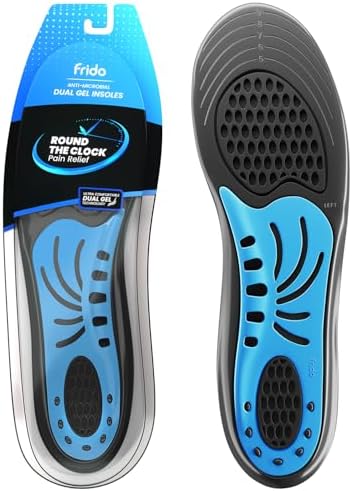 Frido Dual Gel Heavy Duty Trimmable Insoles | For Loose Shoes or Replacing Existing Insoles | Thick Shoe Inserts | Extra Comfort and Support | Proudly Made in India | (Size 5-8 UK) - Pack of 1 Pair