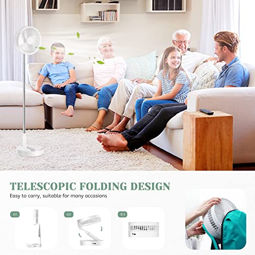 Foldable Table Floor Standing Fan, Usb Rechargeable Portable Telescopic Pedestal Fan Desk Fan With Height Adjustable,180° Angle Wind Direction, 4 Speeds Setting, For Home Office Outdoors Travel #TOP1