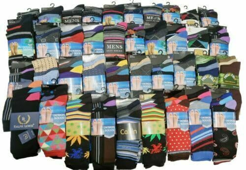 36x Pairs of Mens Socks Assorted Multi Design Pattern Multipack Wholesale Job Lot Mystery Socks UK Size 6-11