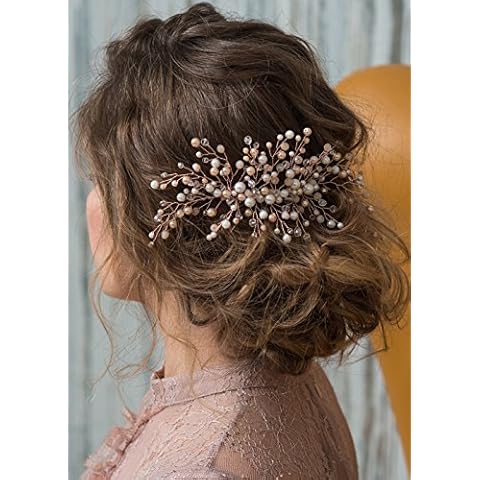 Kercisbeauty Rose Gold Hair Comb for Weddings Cover