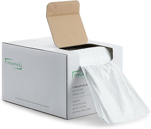 Miniatura 7 de FleTex - Bolsas de basura altas con cordón de 13 galones, 24 x 27 pulgadas, sin perfume, color blanco, 300 unidades