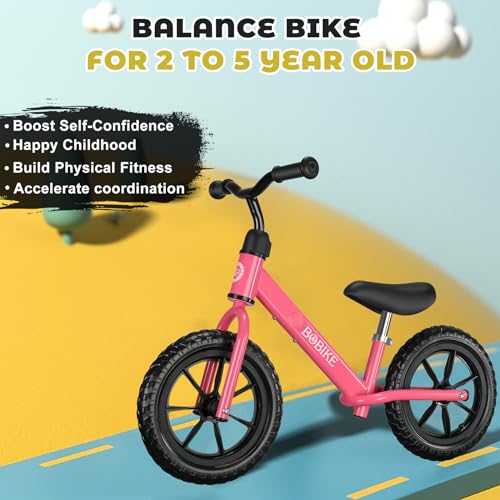 Image of Bobike Toddler Balance Bike Toys for 2 to 5 Year Old Girls Boys Adjustable Seat and Handlebar No-Pedal Training Bike Best Gifts for Kids
