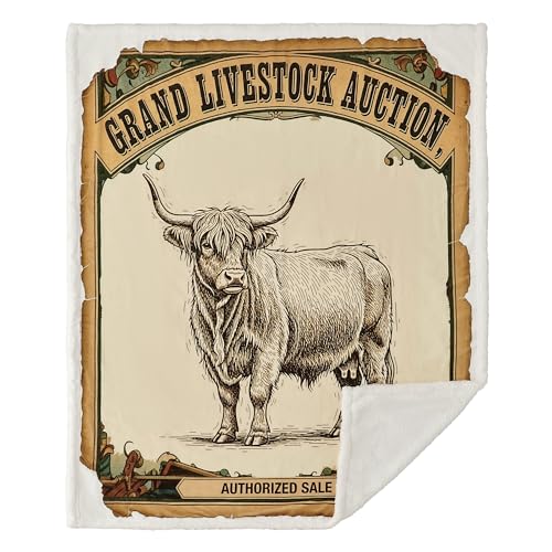 Image of Indigo Hill by HiEnd Accents Highland Cow 54x68 Sherpa Throw Blanket