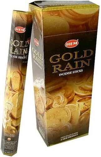 1 x Gold Rain - Caja de seis tubos de 0.71 oz - Incienso de dobladillo, 6 unidades (paquete de 1)