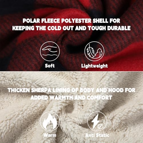 Image of LeeHanTon Mens Flannel Jackets Sherpa Lined Fleece Zip Up Winter Warm Workout Plaid Sweatshirt with Hood