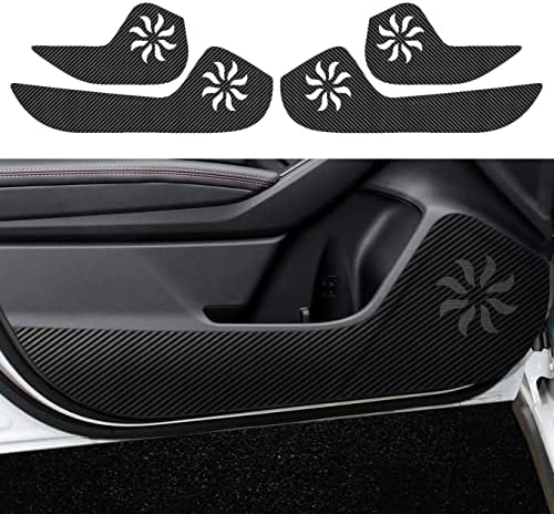 KESENLOE 4pcs Car Door Anti Kick Pad Carbon Fibre Leather Sticker Car Door Sill Protector Compatible with Subaru Crosstrek