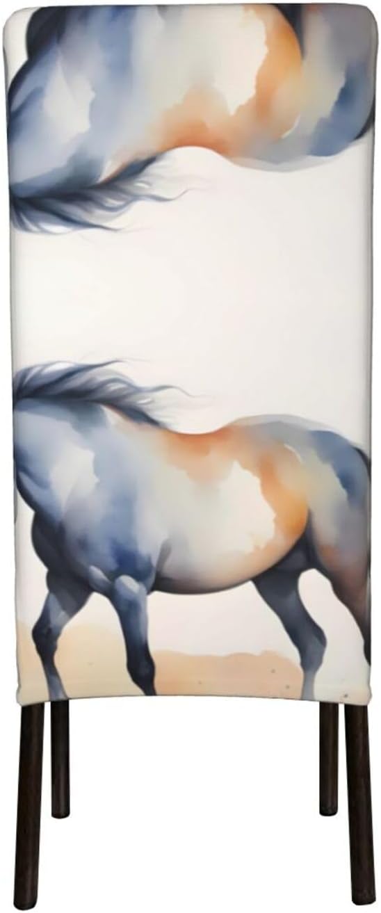 Watercolor Horse Prints Protection Cover for Dining Chair - Stretchable Chair Throw Covers for Dining Room, Hotel Event Party