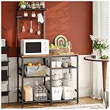 Simple Wisdom Alacenas para Cocina con 6 Niveles con Soporte para Microondas,Muebles para Cocinas con Ajustables y Ganchos...