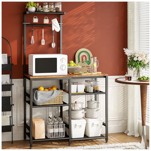 Catálogo de Walmart Muebles de Cocina de esta semana. 44 Simple Wisdom Alacenas para Cocina con 6 Niveles con Soporte para Microondas,Muebles para Cocinas con Ajustables y Ganchos en Forma de s,Mueble Multiusos de Cocina,Sala(Color...