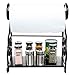 MyGift Metal Paper Towel Holder Stand with Shelf – Black Metal Freestanding Countertop Organizer for Kitchen, Scrollwork Design, Horizontal Storage for Spices, Napkins, and Condiments