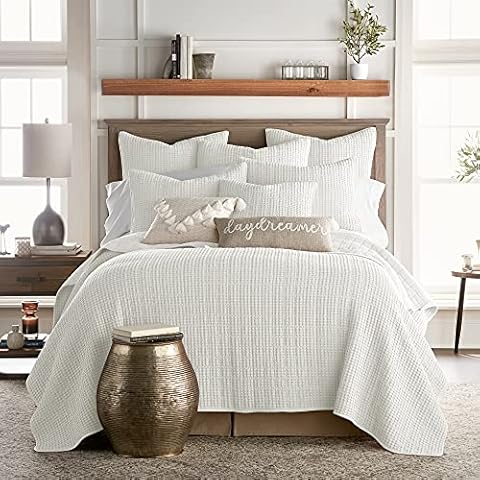 Levtex Home - Mills Waffle - Full/Queen Quilt Set - Cream Cotton Waffle - Quilt Size (88 x 92in.), Sham Size (26 x 20in.) Cover