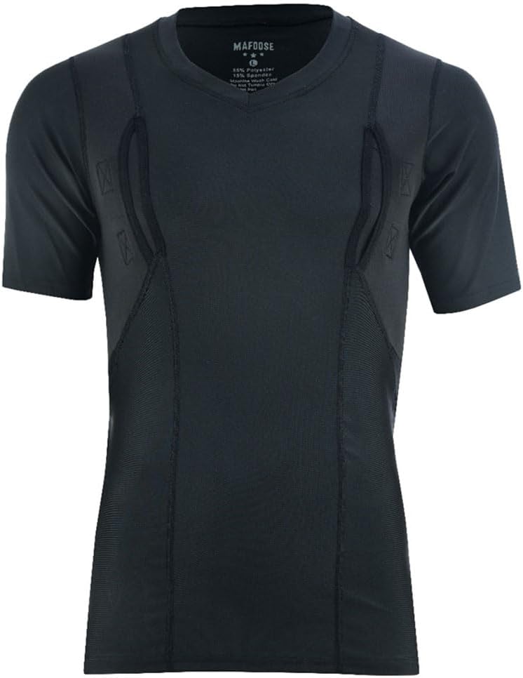 Mafoose V Neck CCW Concealed Carry Holster Shirt with Pockets Medium to 4XL