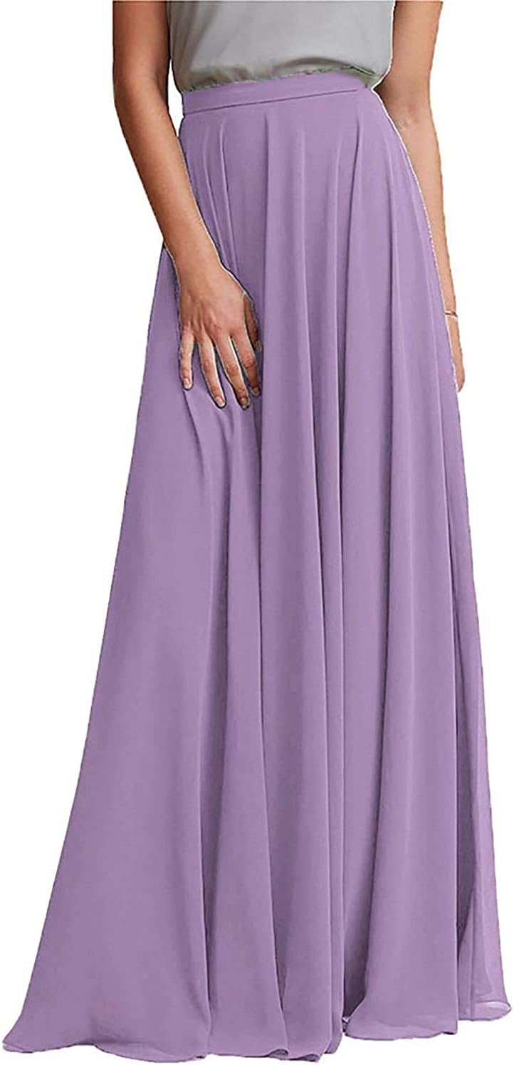 Womens A line Maxi Long Chiffon Skirt for Women Bridesmaid Party