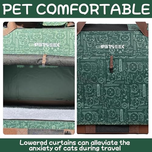 Image of Extra Large Cat Carrier Soft Sided, Portable Small Dog Carrier for 2 Cats, 24 inchx16.5 inchx16 inch Car Travel Folding Comfortable Design, Green