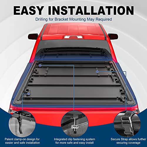 Mostplus Quad Fold Soft Truck Bed Tonneau Cover Compatible For 2014-2019 Chevy Silverado/Gmc Sierra 1500 (2019 Classic/Legacy Only) Fleetside 5.8 Ft #TOP2