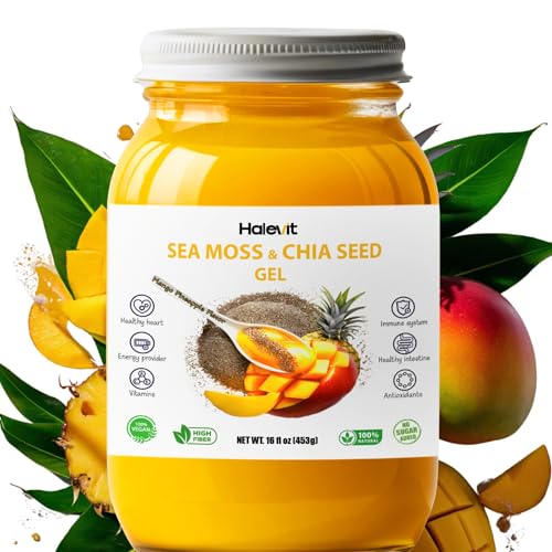Sea Moss Gel with Ground Chia Seeds, Sea Moss Gel Organic Raw – Natural Iodine Source, Omega-3, Immune & Digestive Support, Vegan Superfood, Mango Pineapple Flavor, Made in USA, 16 oz