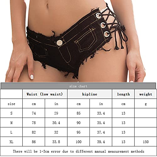 Ruofeng Women's Low Waist Sexy Denim Jeans Short Shorts Hot Pants For Nightclubs Bars And Beaches (Black,S) #TOP4