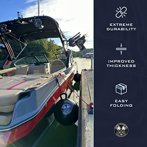 Babz Version 4 Inflatable Boat Fender - Boat Bumpers For Docking And Tie Up Raft - Boat Dock Bumpers For Marine, Wakesurf, And Pontoon - Boat Buoy For Fishing, Yachts, And More (24", V4 Black) #TOP1