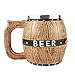 Nicejoy Taza de Cerveza, 550 ml Estilo Barra de Acero Inoxidable Simulación Barril de Cerveza de Madera de la Vendimia Copa Antiguo Bar de café con la manija