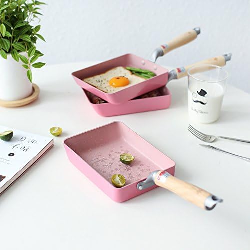 SLHP Mini Fry Pan Japanese Omelette Pan Tamagoyaki Pan, Aluminum Non-Stick Pot with Wooden Handle