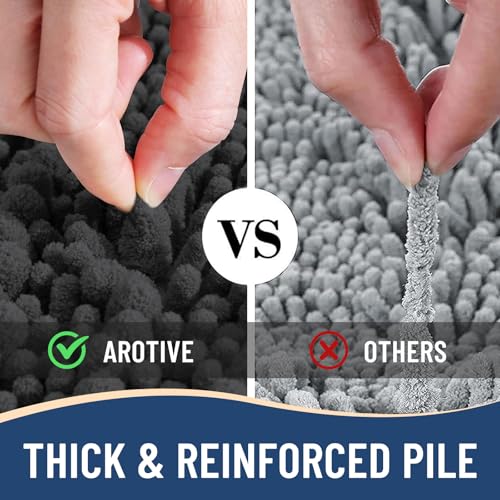 Image of Arotive Luxury Large Bathroom Rugs 40x32, Extra Soft Thick Absorbent Shaggy Chenille Bath Rugs, Machine Wash Dry, Bath Mats for Bathroom Floor, Tub and Shower, Home Decor Accessories, Dark Grey