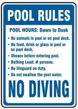 Accuform MADM437VS, 10" x 7" Safety Sign "Pool Rules ." Adhesive Vinyl, Pack of 25 pcs