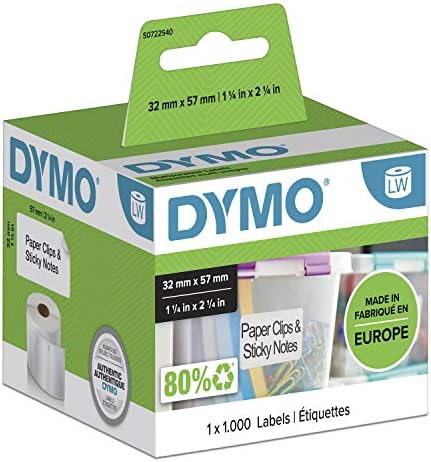 DYMO Authentic LabelWriter Multi-Purpose Labels | 57 mm x 32 mm | Self-Adhesive | Roll of 1000 | Easy-Peel Labels | for LabelWriter Label Makers | ...