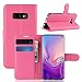 Produktbild Kihying Hülle für Samsung Galaxy S10e Hülle Schutzhülle PU Leder Flip Wallet Fashion Geschäft HandyHülle (Rose rot - JFC05)