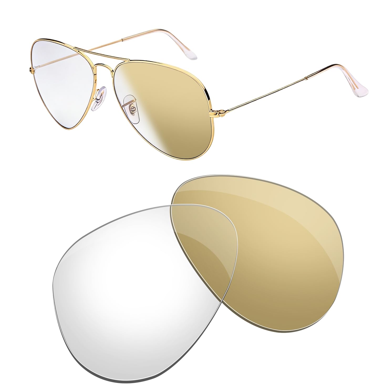 Verres photochromatiques de rechange pour lunettes de soleil Ray-Ban Aviator Large Metal RB3025 58 mm non polarisées