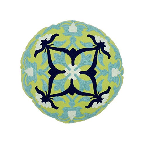 FYMDHB886 Round Bedside Cushion Home Waist Pillow Double-Sided Embroidery Pillow PP Cotton Padding Green