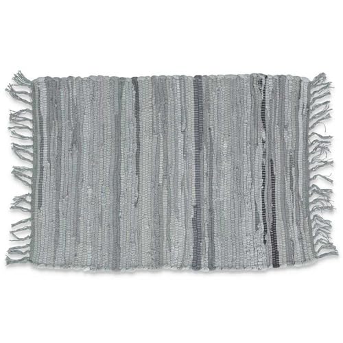 Casatessile Stuoia Tappeto Multiuso con Frange PEZZOTTO Tappeto Bagno, Cucina,scendiletto Camera duoble Face - Grigio, 120 cm.