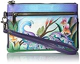 Anna by Anuschka Hand Painted Leather Wristlet Organizer Wallet | Midnight Peacock
