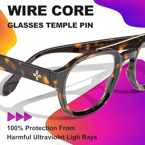 Image of VISOONE Retro Round Anti Eyestrain Metal Medium Eyewear Blue Light Blocking Glasses for Computer Gaming Women Man SANFORD
