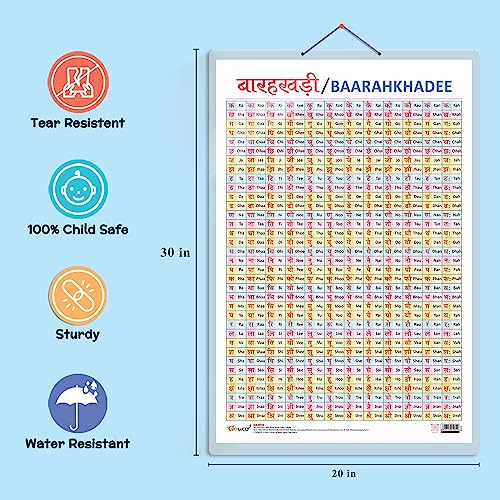 Image of Baarahkhadee Early Learning Educational Chart for Kids | 20 inchX30 inch inch |Non-Tearable and Waterproof | Double Sided Laminated | Perfect for Homeschooling, Kindergarten and Nursery Students
