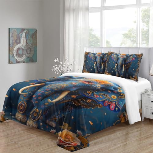 Parure de lit 3 pièces éléphants avec housse de couette king ado
