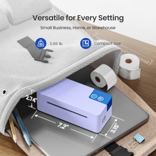 Image of Bluetooth Thermal Shipping Label Printer, 4x6 Portable Direct Thermal Printer, Compatible with iPhone, Android, Windows and Mac, Widely Used for USPS UPS Amazon Shopify Etsy, Purple