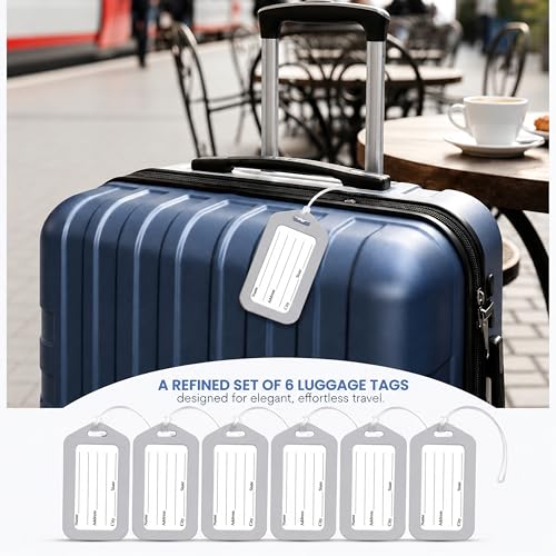 Image of Storite Pack of 6 Luggage Tags, Smart Tags for Travel Suitcases, Travel Bags Tags for Easily Identification of Bags (Grey)