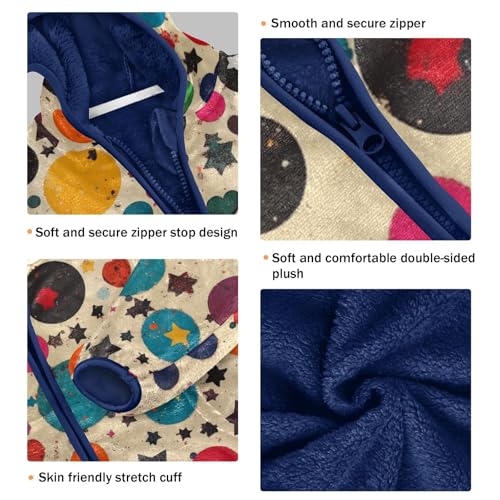 Watercolor Stars Circles and Hearts Girls Fleece Jacket Girls Fall Jacket Girls Zip Up Hoodie Girls Sherpa Jacket 2-10T3