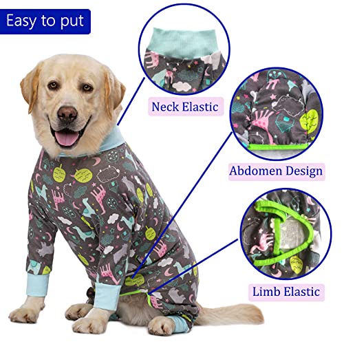 Image of kzrfojy Dog Recovery Suit for Dogs After Surgery Female Male Medium Large Dog Neuter Spay Onesie for Shedding Prevent Licking Surgical Wound Dog Cone Alternative Giraffe