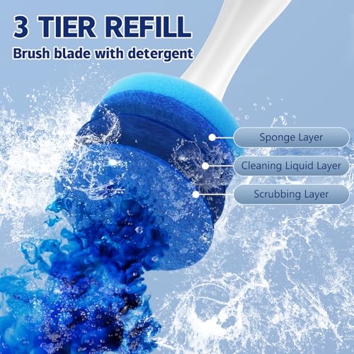 Image of 36PCS Disposable Electric Toilet Brush Heads, Toilet Cleaner Refill Pads, 3 Layer Sponge Brush with Cleaner, Wand Refills for SAKAKI Electric Toilet Cleaning Brush(Machine Not Included)