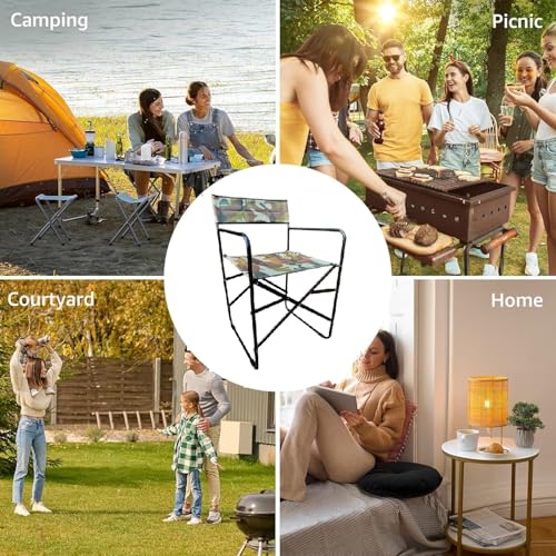 Image of Css Army Camping Directors Chair - Heavy Duty, Oversized Folding Chair for Beach /Fishing /Trips /Picnics /Lawn /Concerts Outdoor Foldable Camp Chair with Army Oxford Fabric, 120kg Capacity - Green