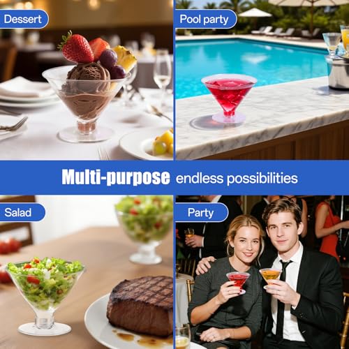 RICHSC-PAN 100 Pcs Plastic Martini Glasses Disposable 5oz Clear Cocktail Glasses. Martini Plastic Cups for Wedding Party Bowl Wine Ice Cream Fruit. Various Party Activities. by RICHSC-PAN - Image 6