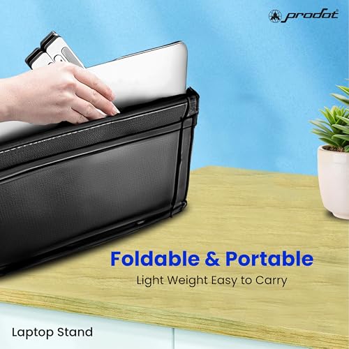 Image of ProDot Multi-Angle Metal Portable Foldable Laptop Stand with 7 Adjustable Height, Anti-Slip Silicone Pads & Overheating Protection, Compatible with 10-15.6 Inch Laptops (Aluminium, Silver)
