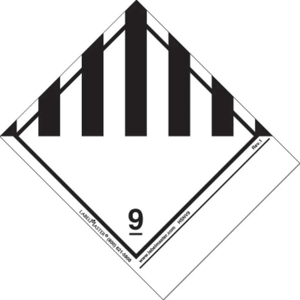Lablemaster Roll of 500 Blank DOT Shipping Name Labels, 100 x 120mm, Hazard Class 9, PVC-Free Film, Standard Tab, Type or Write UN Number & Proper Shipping Name, Non-Smudge Surface