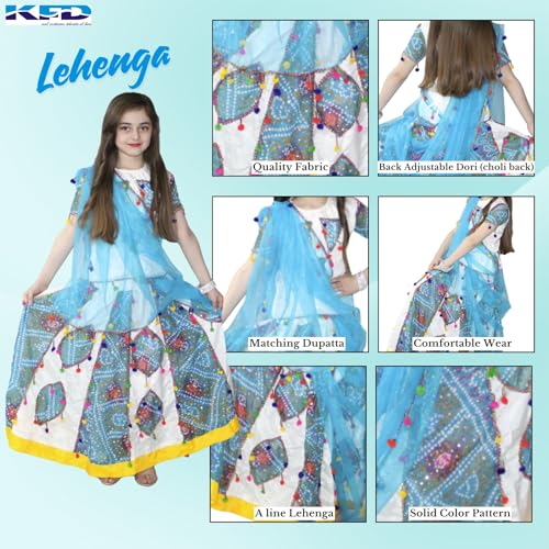 Image of Kaku Fancy Dresses Traditional Radha Costume for Girls - Red & Yellow Lehenga Choli with Dupatta | Indian Mythological Fancy Dress for Janmashtami - 14-17 Years