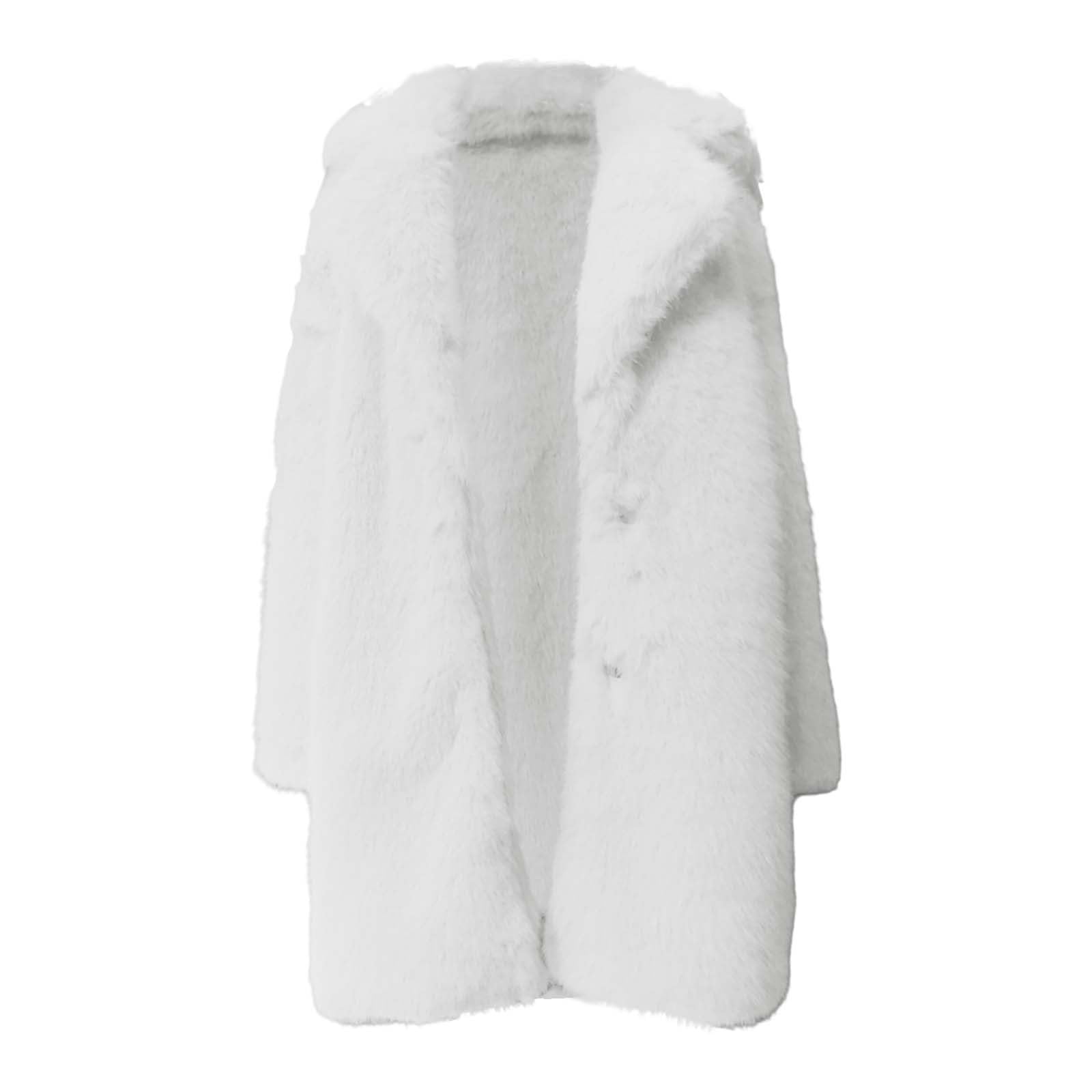 Chaqueta de manga larga de imitación de pelo sintético de lujo, elegante abrigo de invierno con cuello chal, cálida, de tallas grandes, suave forro polar.
