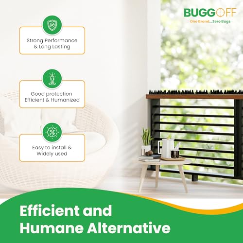 BUGGOFF - Black Plastic Bird & Rodent Spikes, Unique Spike Pattern effecitviely deteres Pesky Pigeons, Squirrels, Raccoons. Installs on Fences, Gates, Roofs, Walls and More! (52.5 Feet) by Bugg OFF - Used condition - Image 8