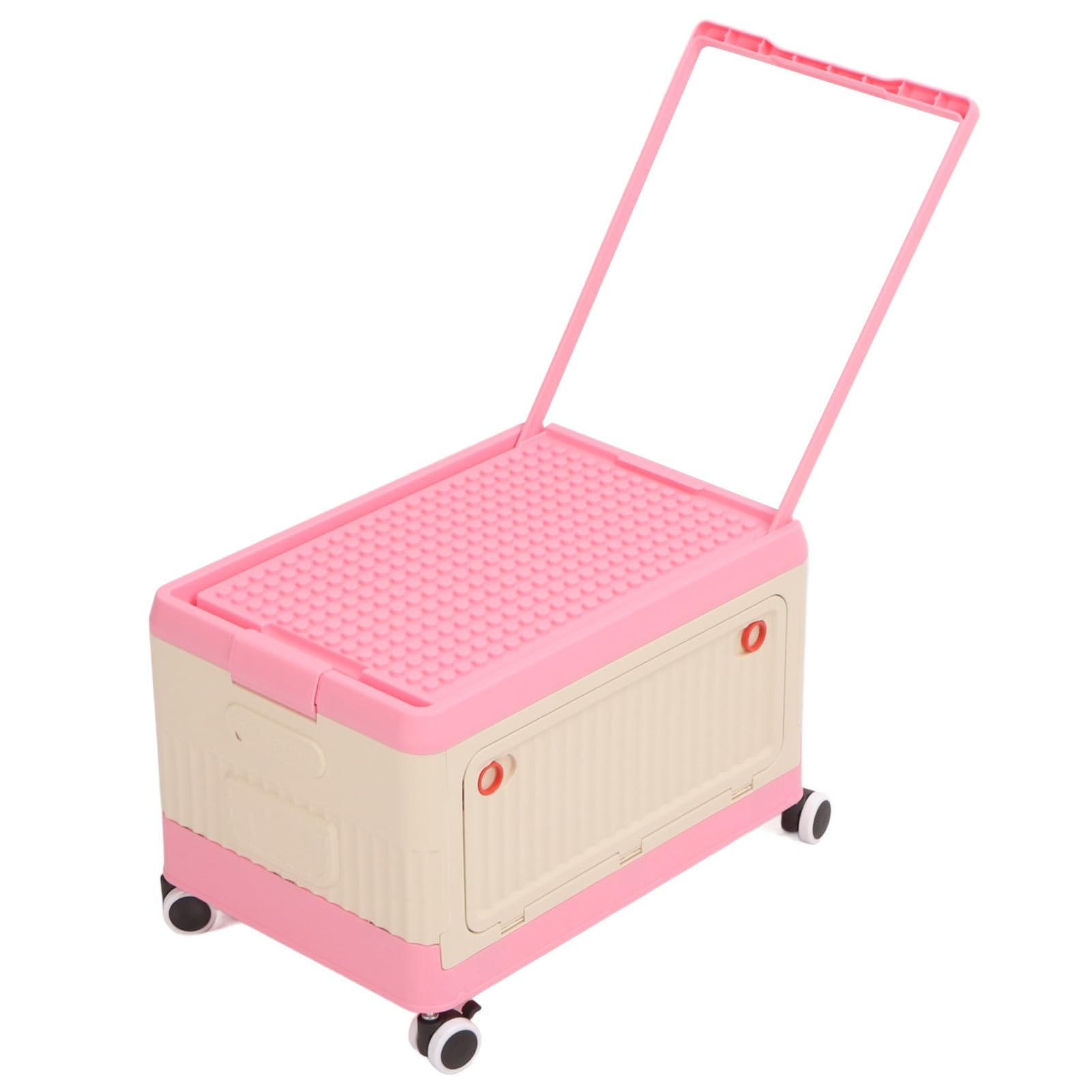 Jiawu Contenedor de Almacenamiento de Juguetes con Ruedas, Organizador de Almacenamiento de Juguetes Plegable, Organizador de Juguetes PP, Ahorro de Espacio para Refrigerios (PINK)