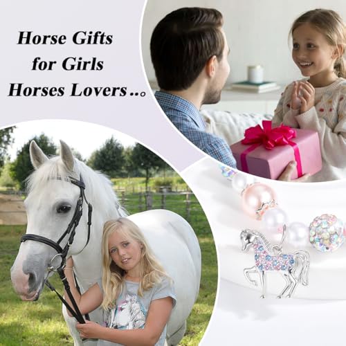 Image of Horse Gifts for Girls, Cute Horse Bracelet Jewelry Stuff with Inspirational Quote Card, Cool Gifts for Horses Lovers Daughter Granddaughter Niece on Birthday Christmas